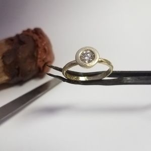 14K Yellow Gold Engagement Ring with 0.46ct Diamond – Handmade Unique solitaire